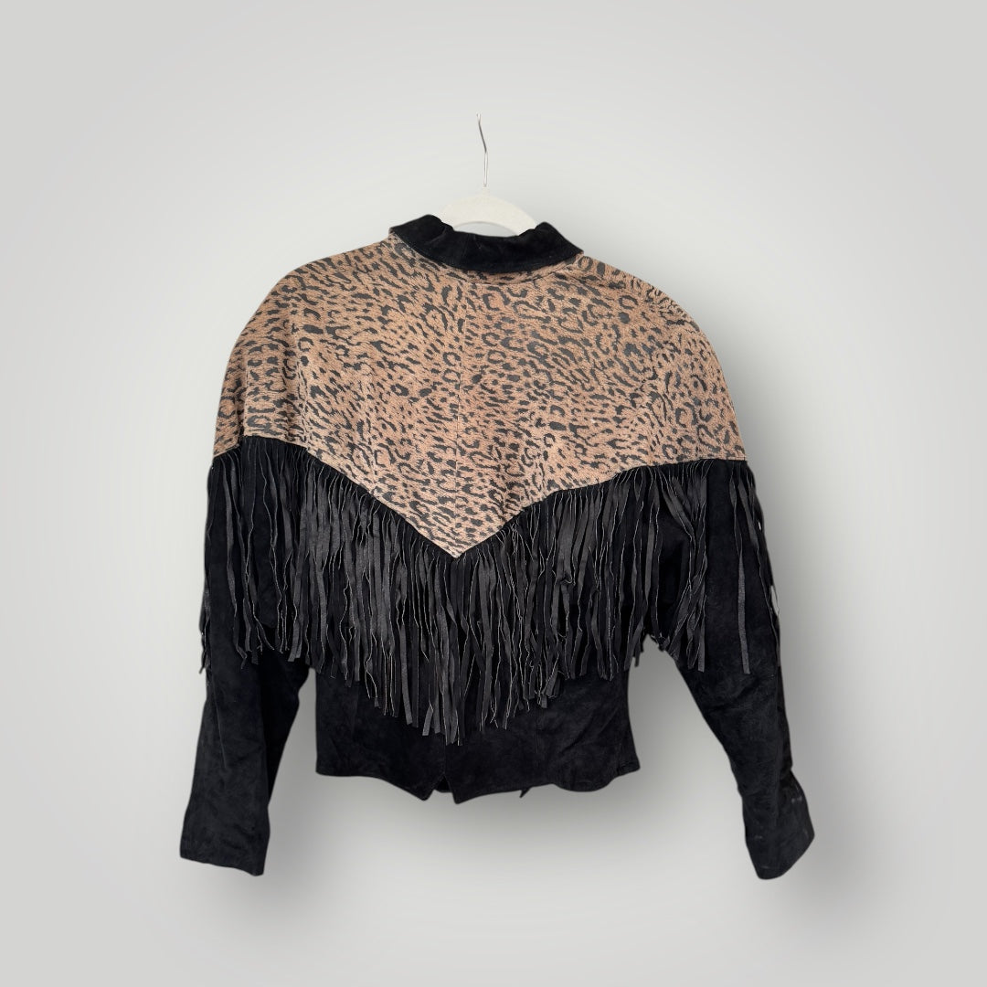Vintage Leopard Fringe Jacket