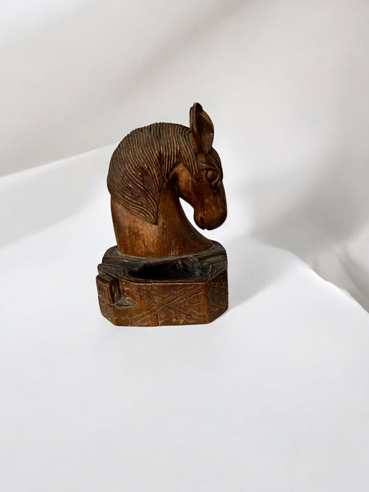 Carved Wooden Horse Ashtray / Coin Dish