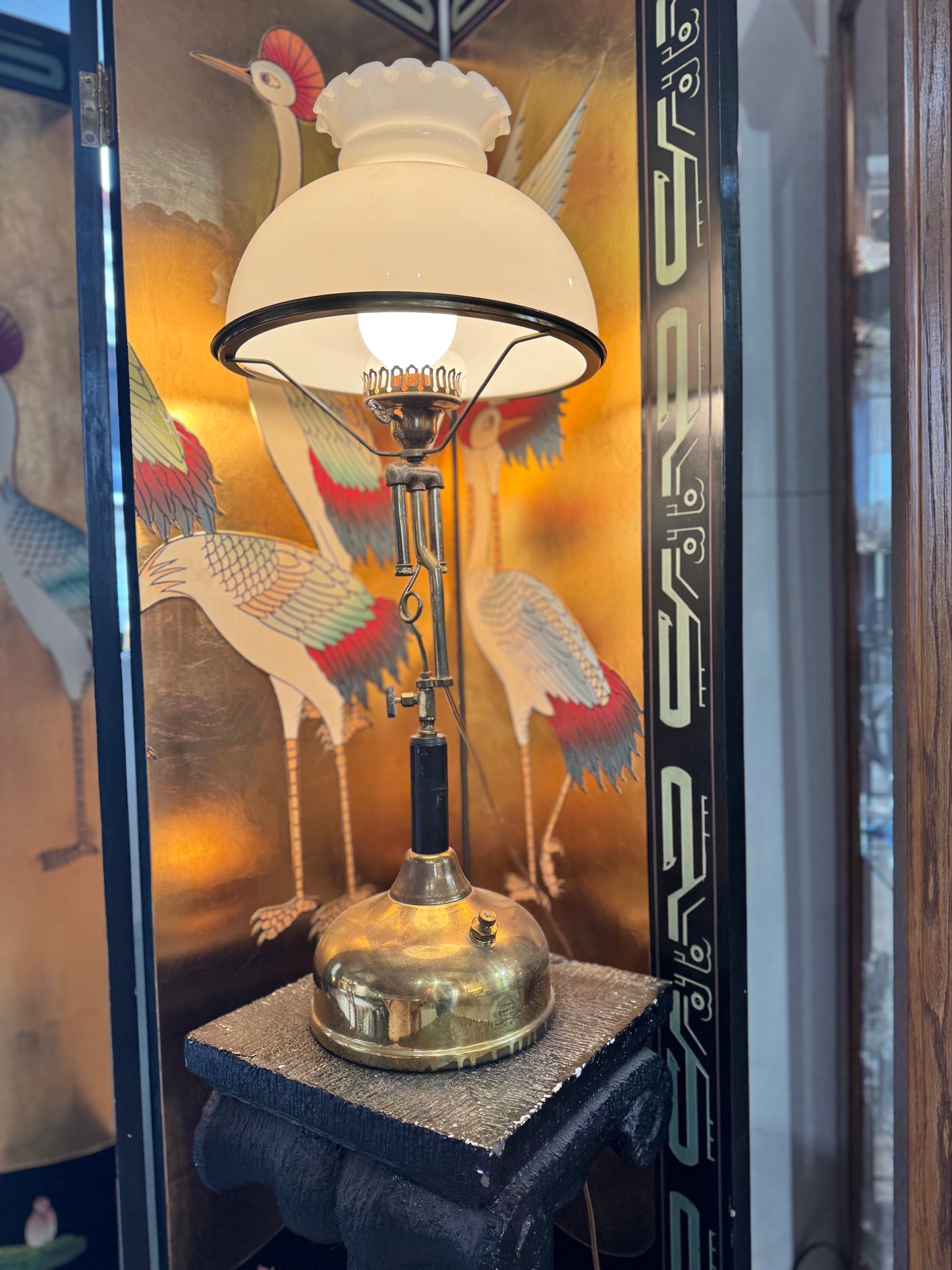 Milk Glass Lamp (Large)