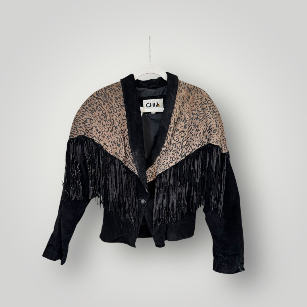 Vintage Leopard Fringe Jacket