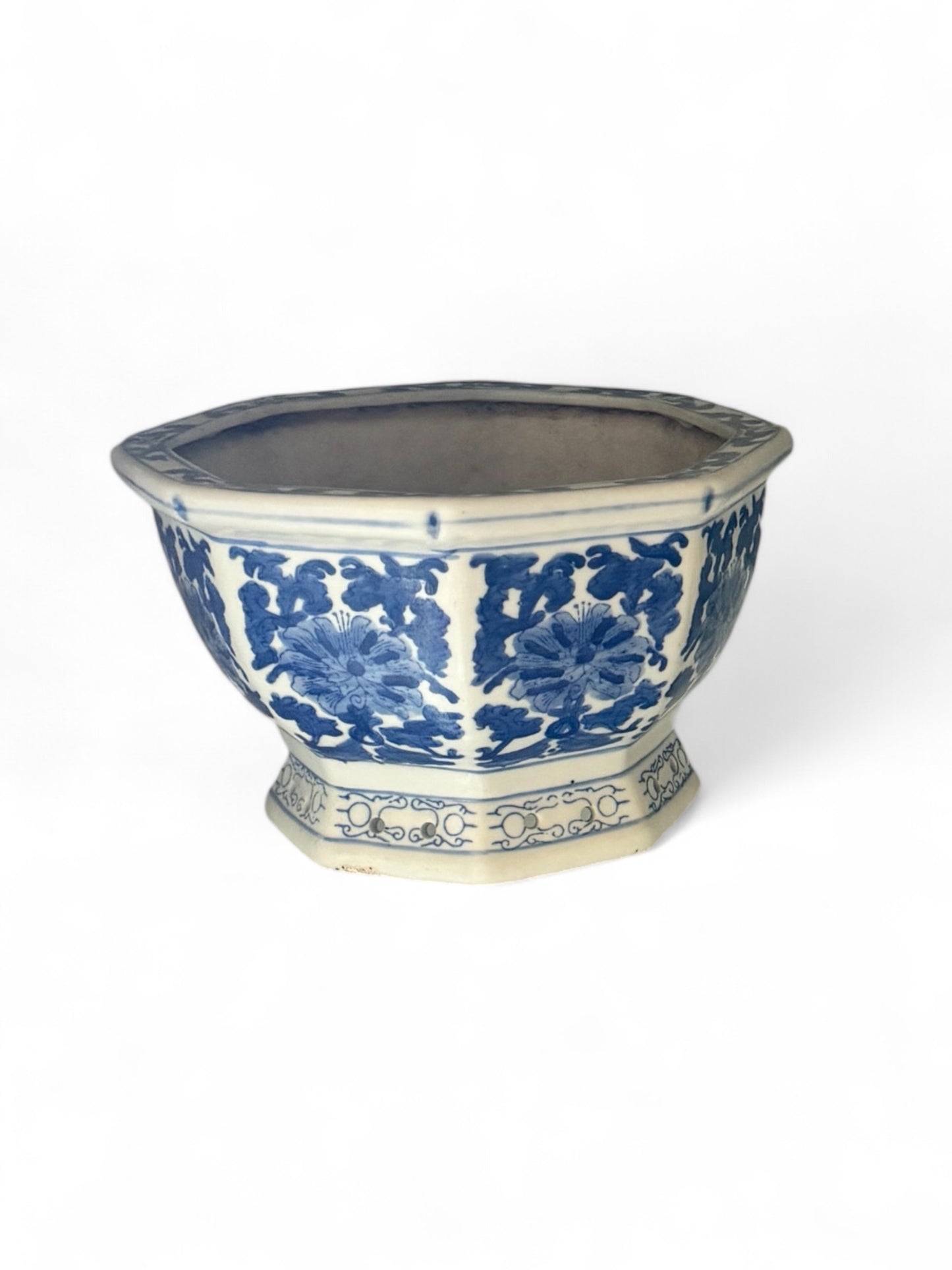 Blue & White Hand Painted Octagon Planter (medium)