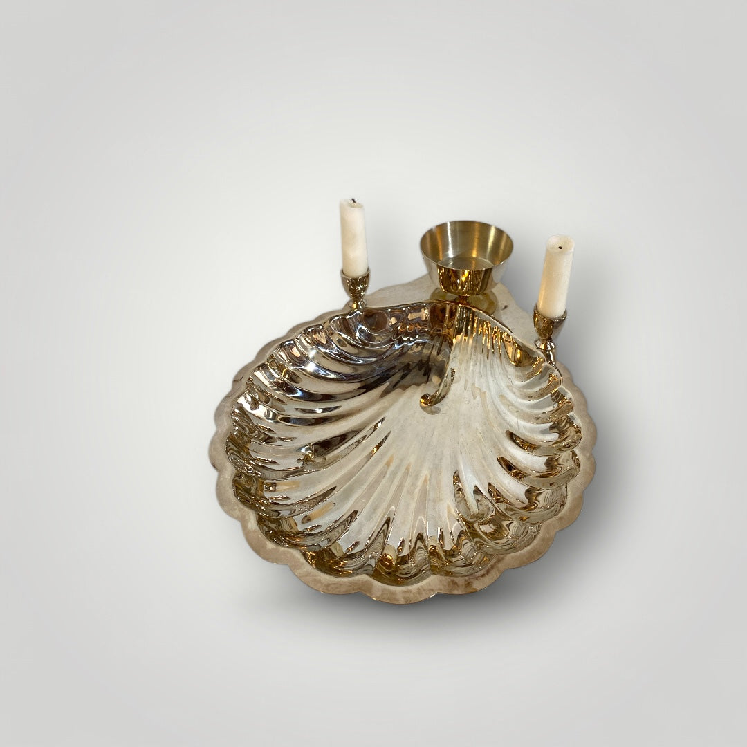 Shell Silver Plated Seafood Platter w/candle sticks