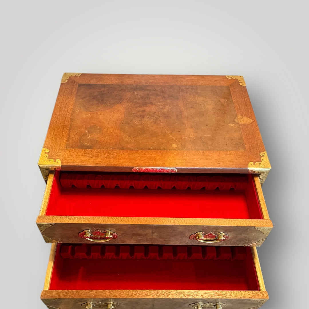 Korean Elm Burl Brass Bound Bandaji Scholars Chest Wedding Cabinet