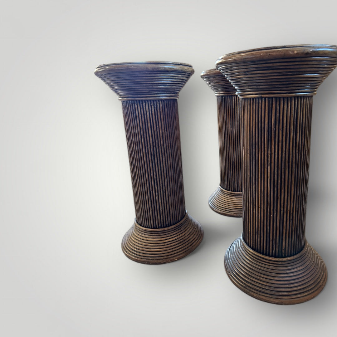 1970s Pencil Reed Palm Beach Crespi Style Pedestal