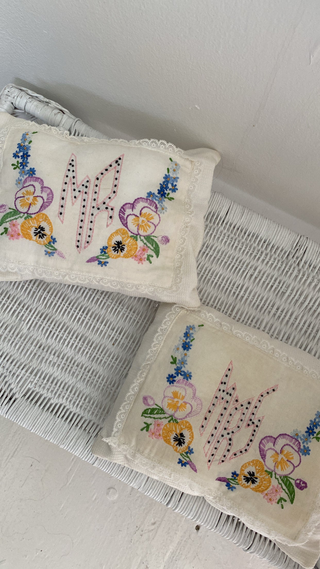 Mr. And Mrs Ring Bearer Embroidered Pillows