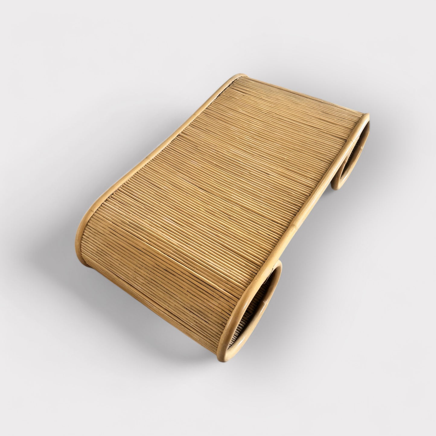 Pencil Reed Scroll Table w/ Glass