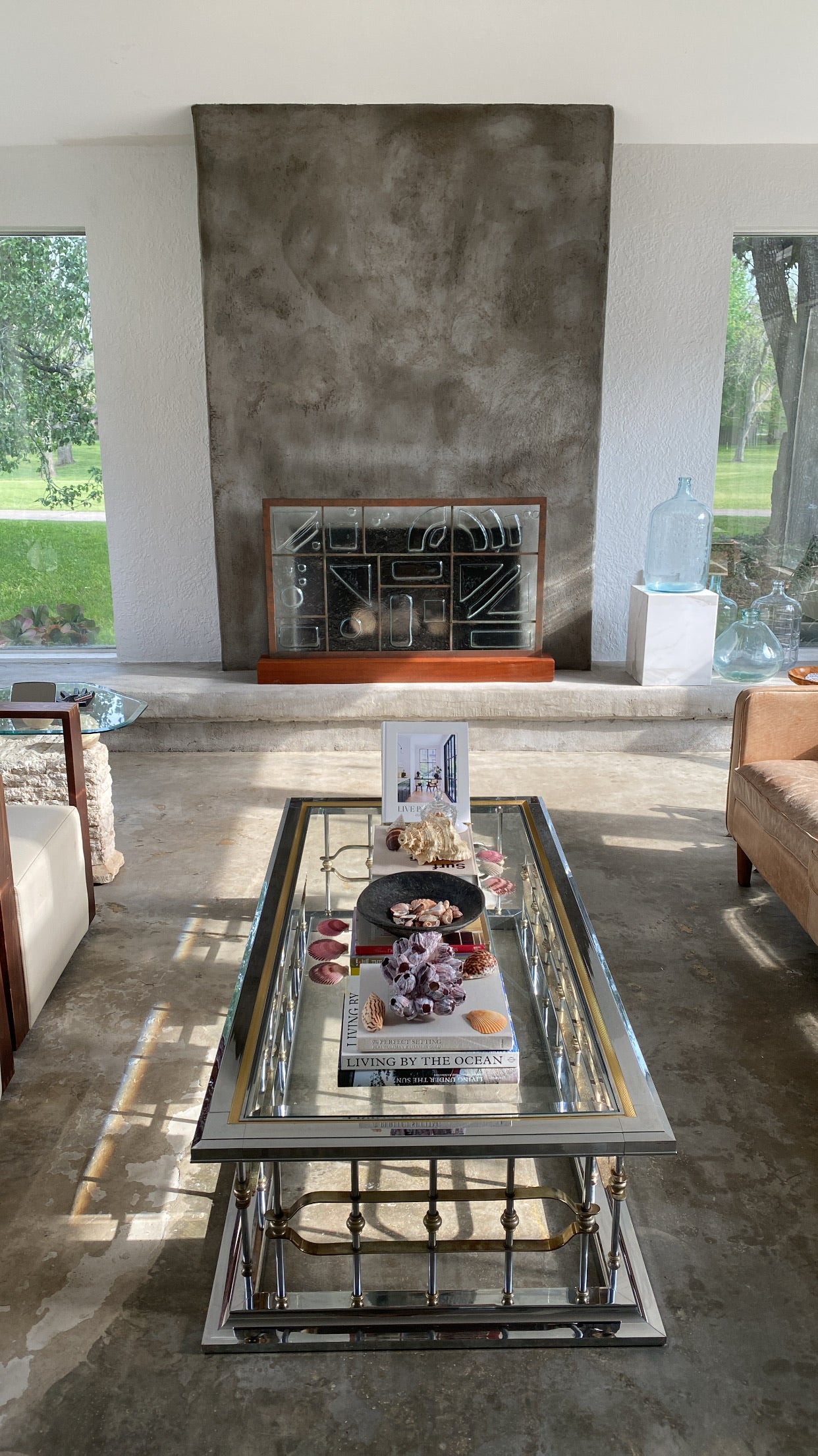 Romeo Rega Style Chrome Brass & Glass Style Table