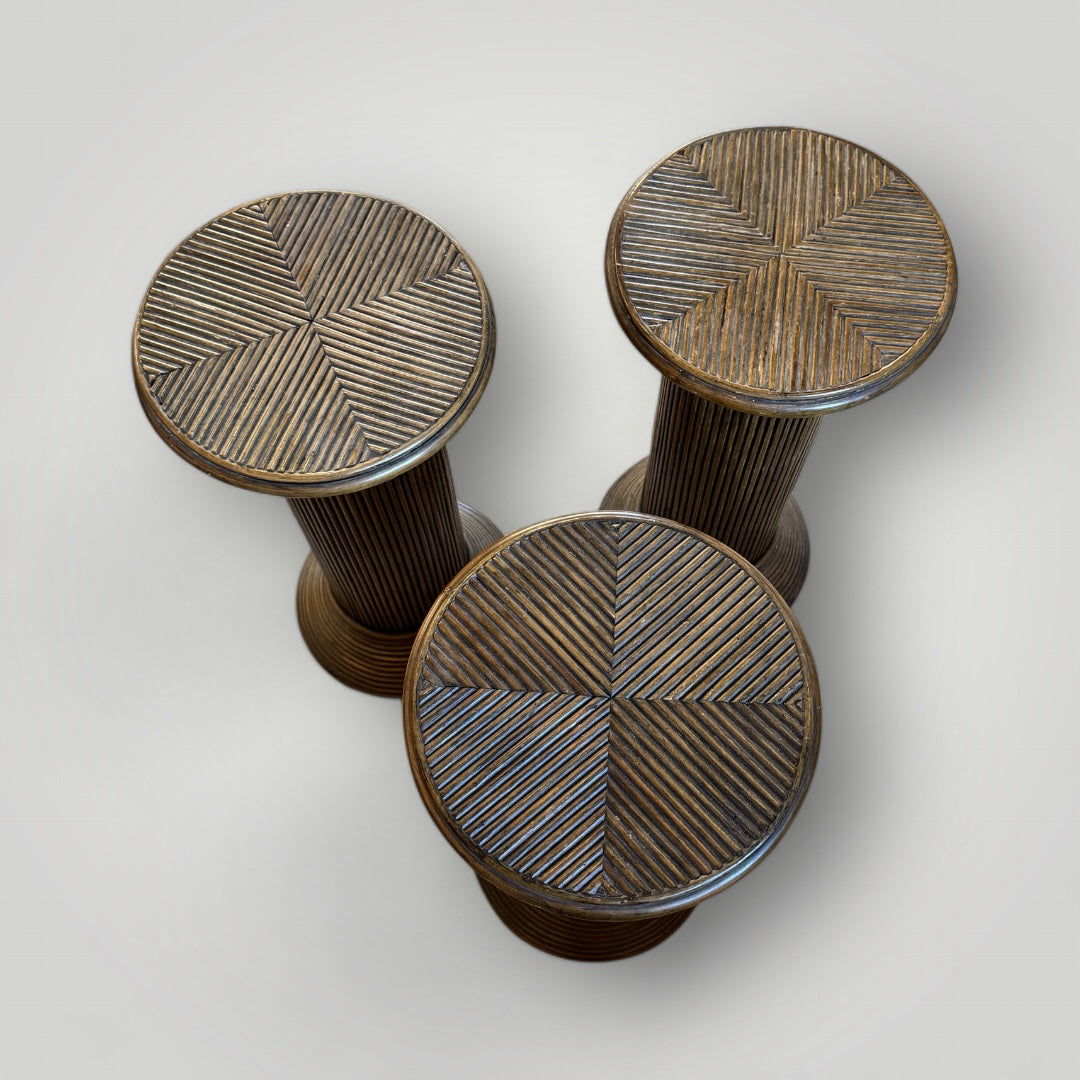 1970s Pencil Reed Palm Beach Crespi Style Pedestal