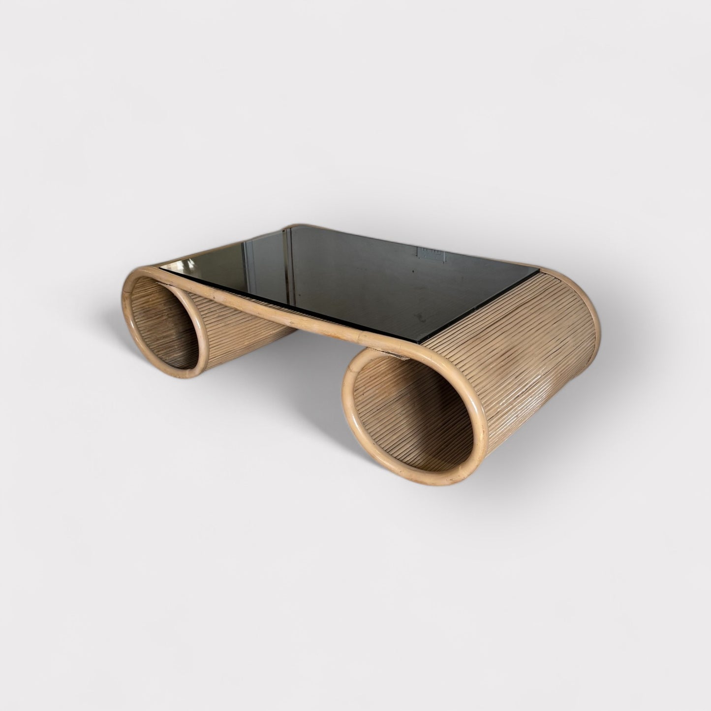 Pencil Reed Scroll Table w/ Glass