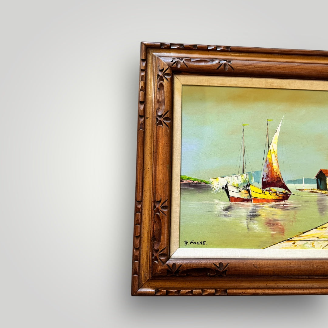 Sm Sail Boat Painting w/ wood Frame