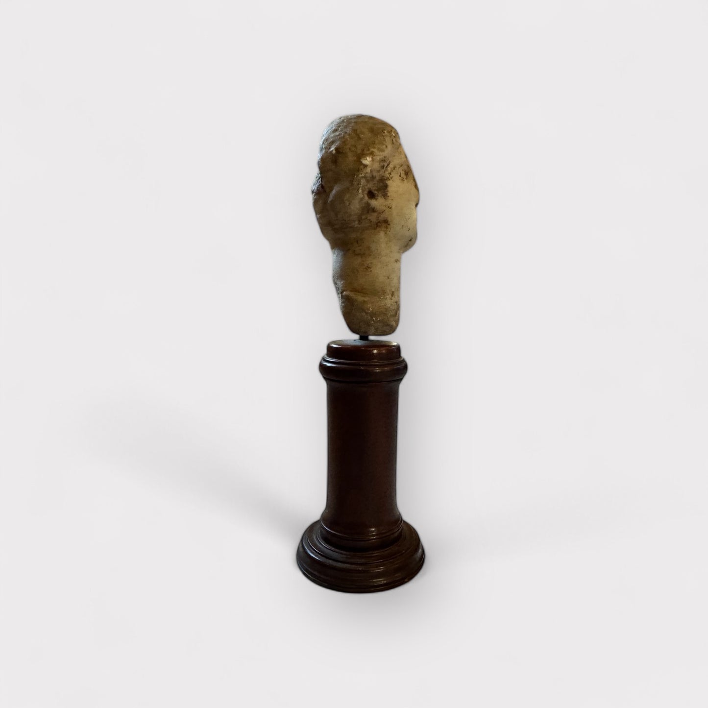 Stone Statue Head on Wood pedestal
