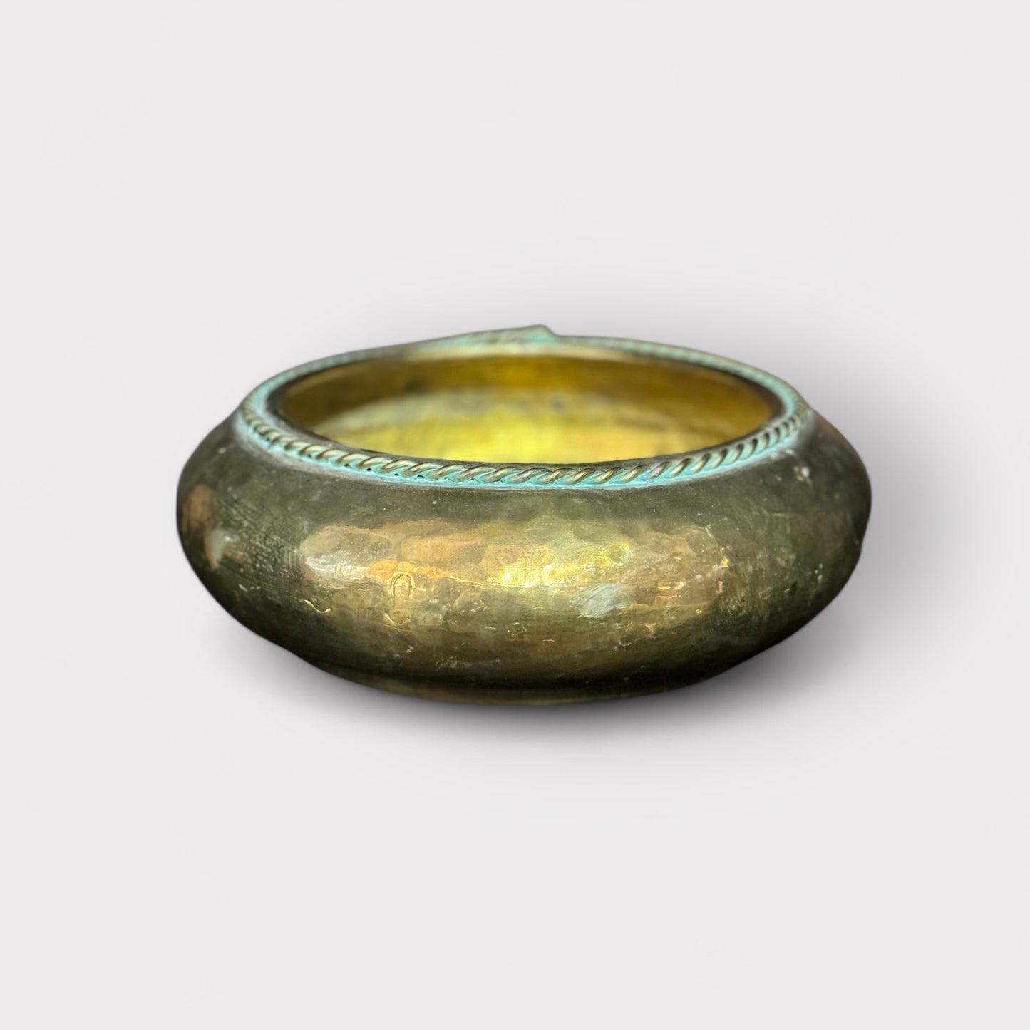 Hollywood Regency Brass Cachepot w/ Faux Rope Cording