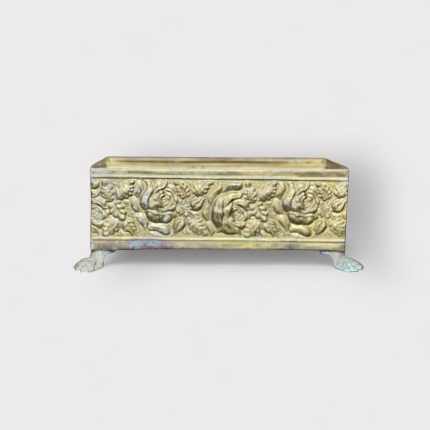 Brass Regency Floral Embossed Claw Foot Napkin Holder