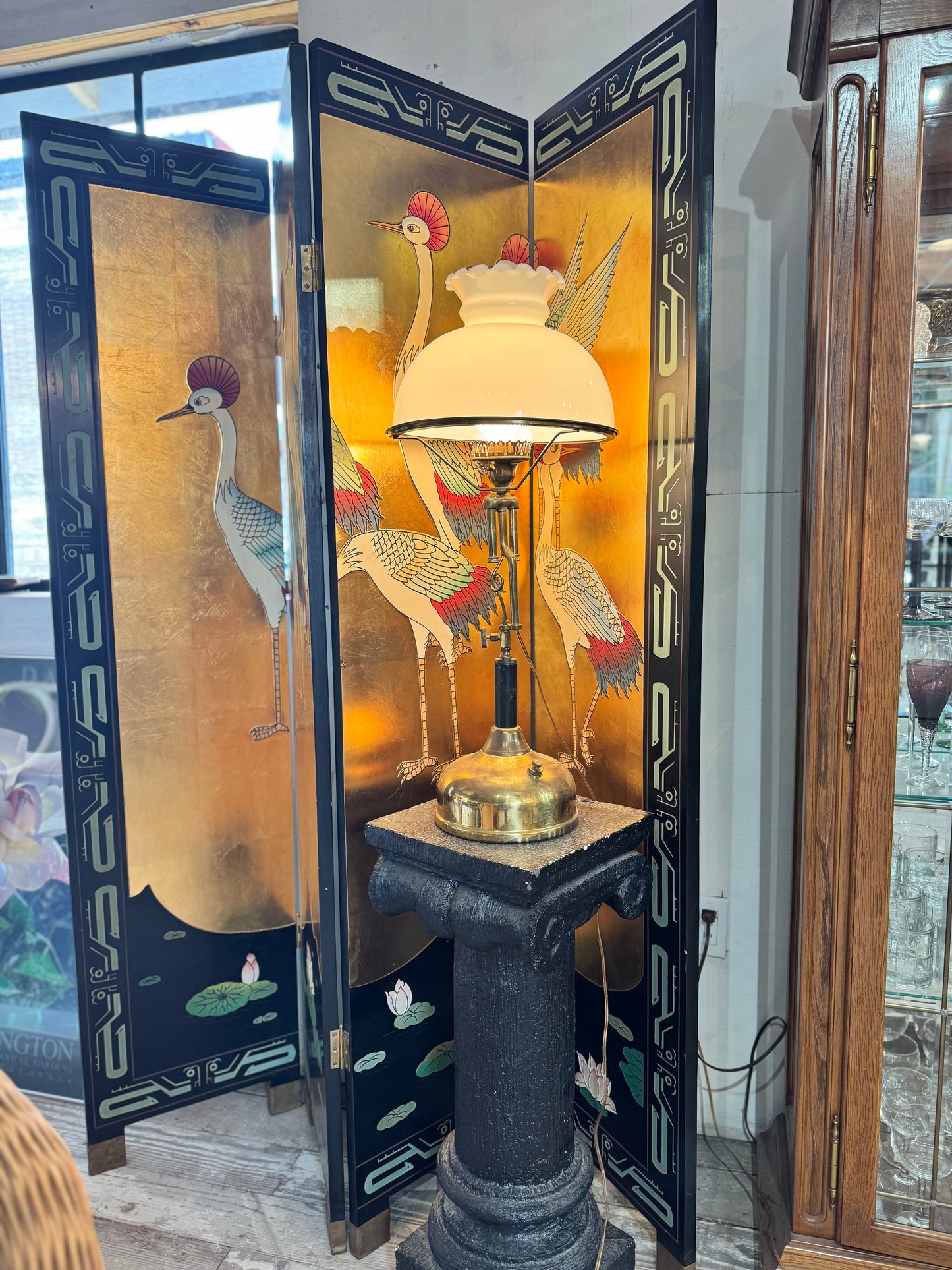 Milk Glass Lamp (Large)