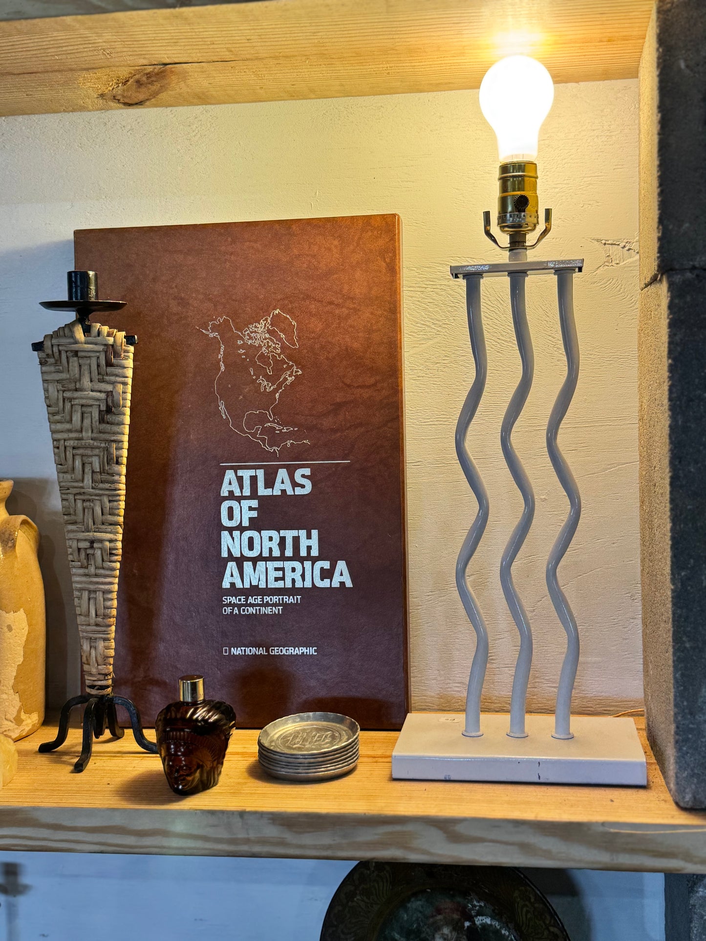 Art Deco Brass Wave Lamp