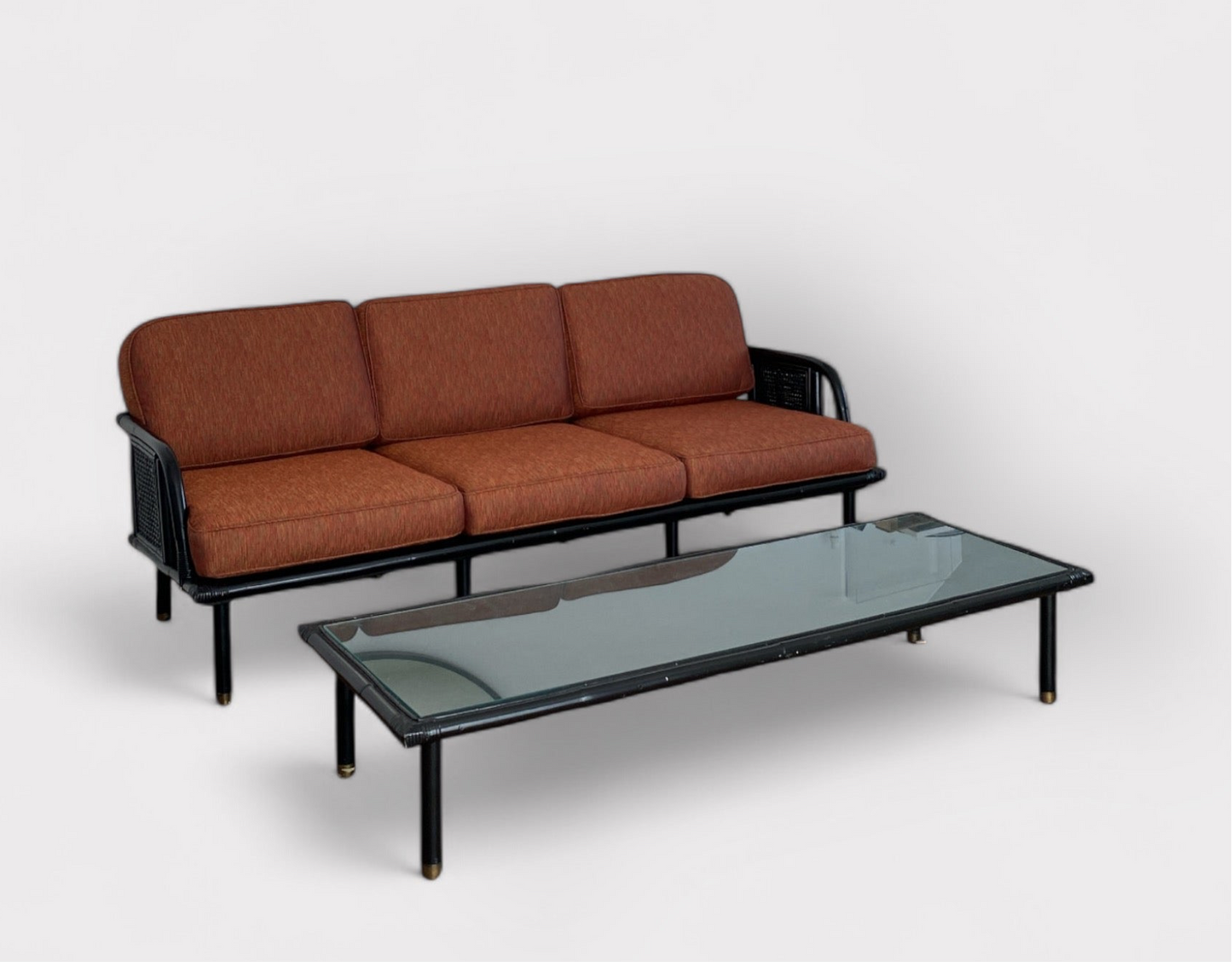 Black Bamboo Coffee Table and Couch Set