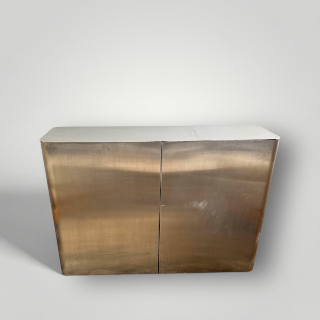 1970s Brushed Chrome Dining Console Table Base