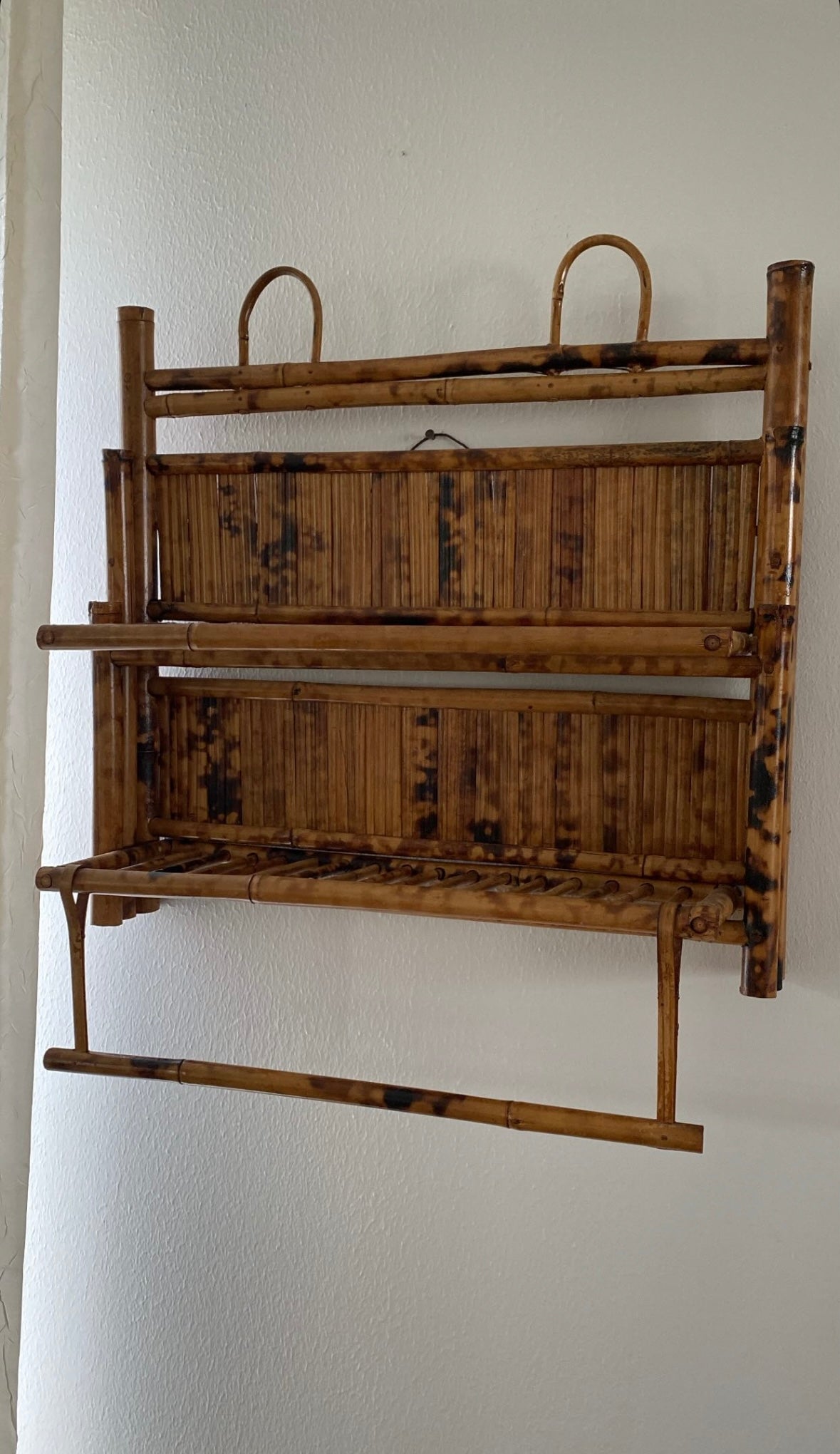 19th Century French Chinoiserie Tortoise Rattan Shelf