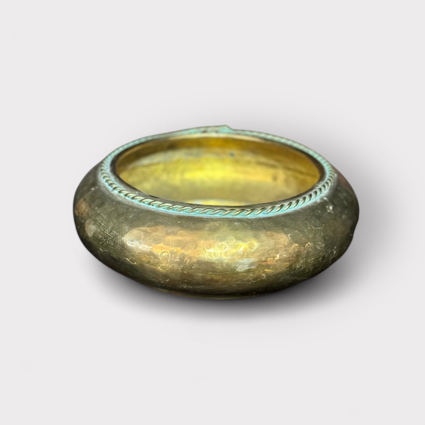 Hollywood Regency Brass Cachepot w/ Faux Rope Cording