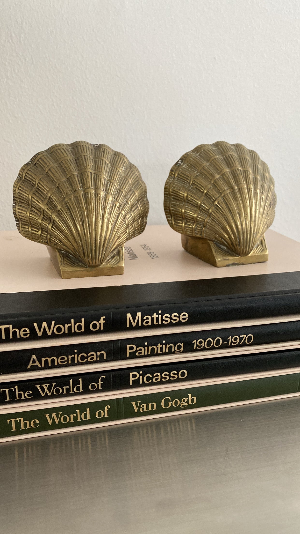 Pair Brass Shell Bookends