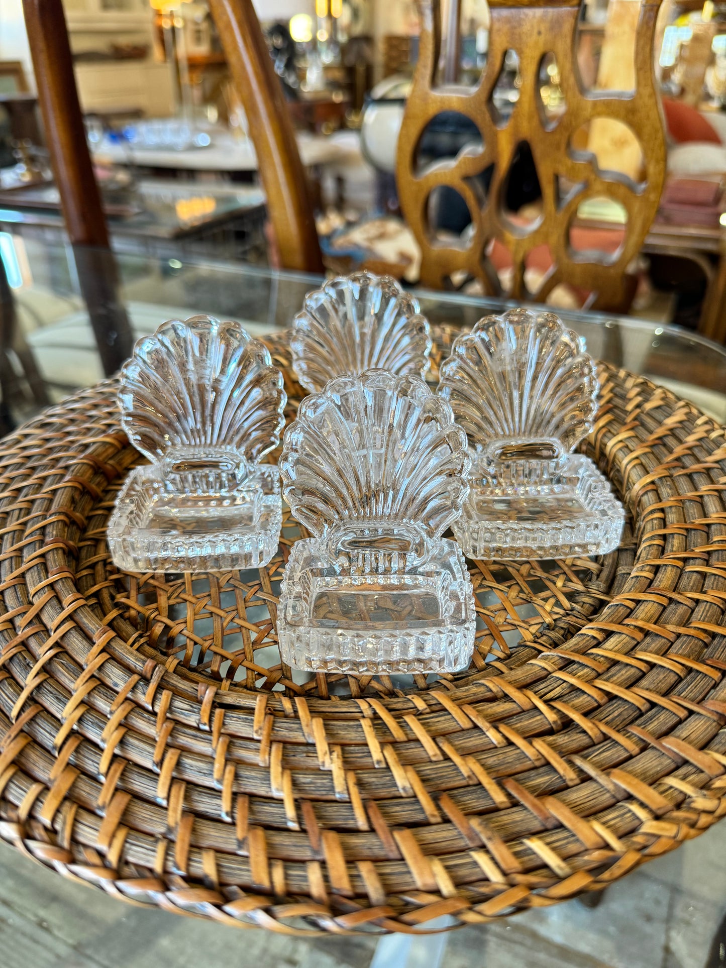 Glass Sea Shell Place Holders (set of 4)