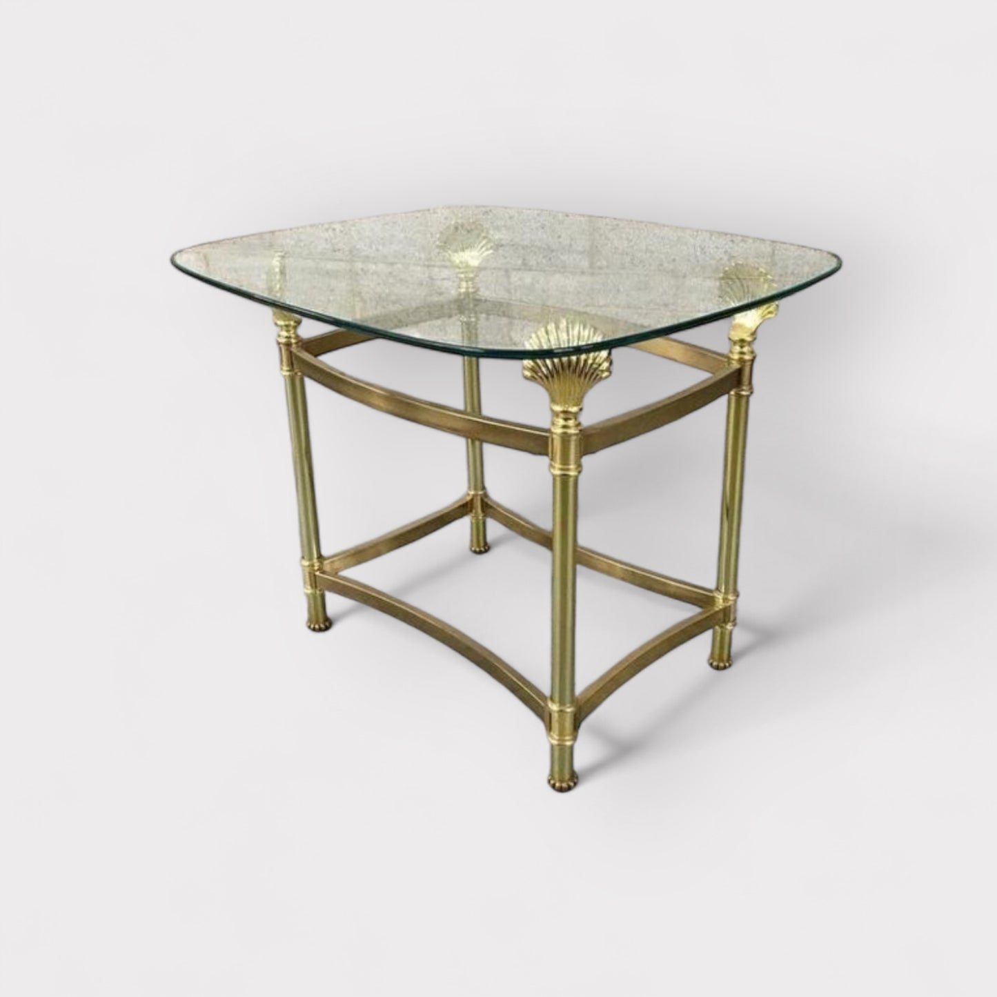 Brass Shell Glass Top Side Table