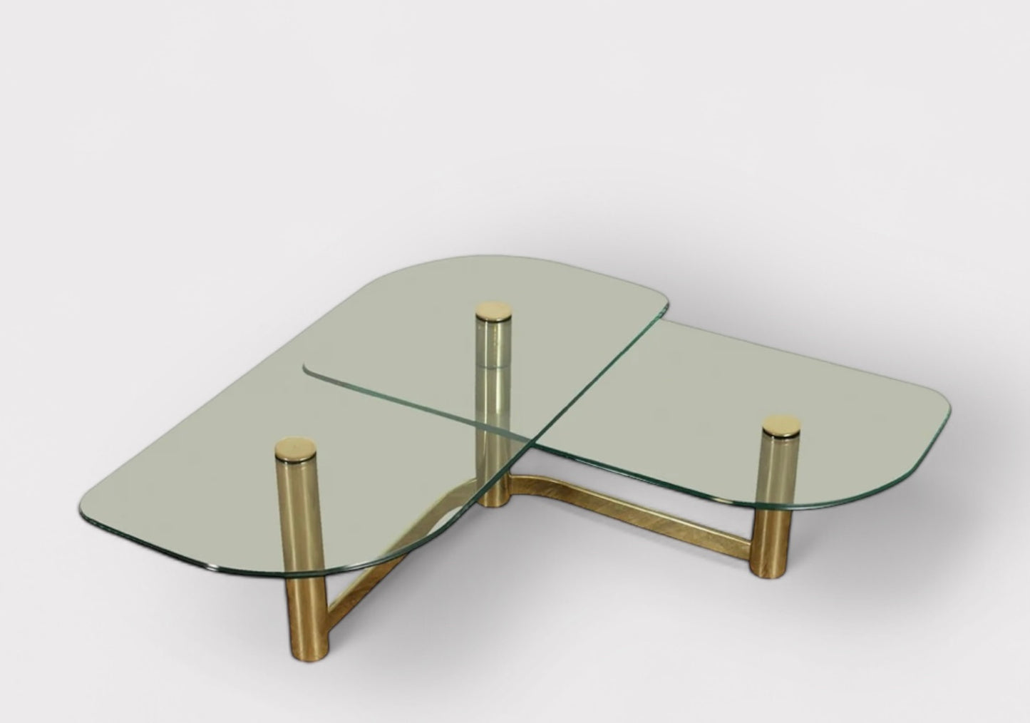 Leon Rosen Brass 2 tier L shape Coffee Table