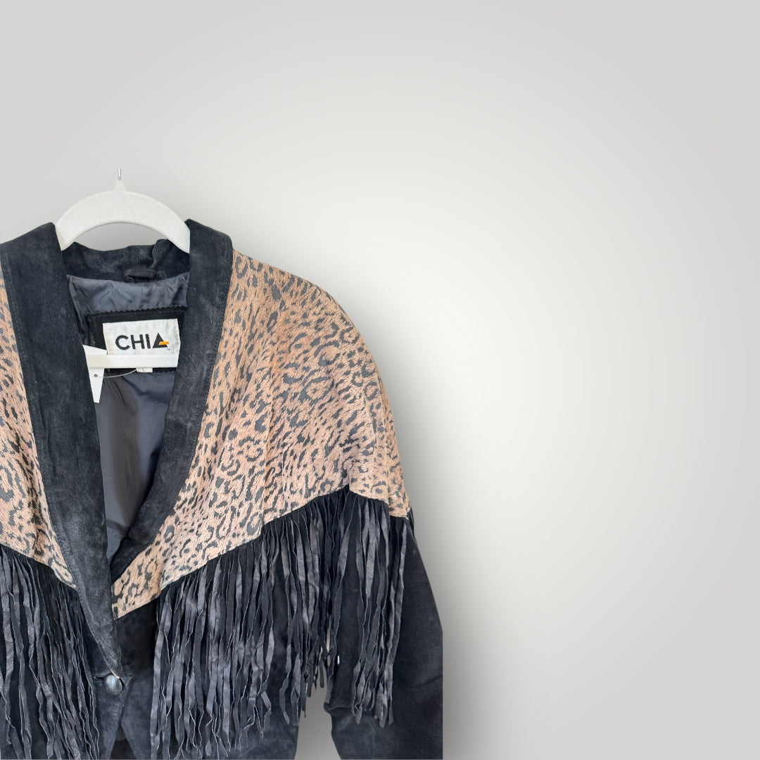Vintage Leopard Fringe Jacket