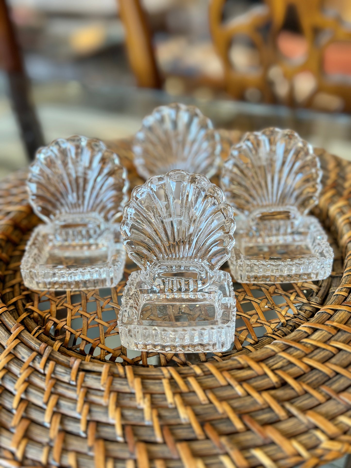 Glass Sea Shell Place Holders (set of 4)