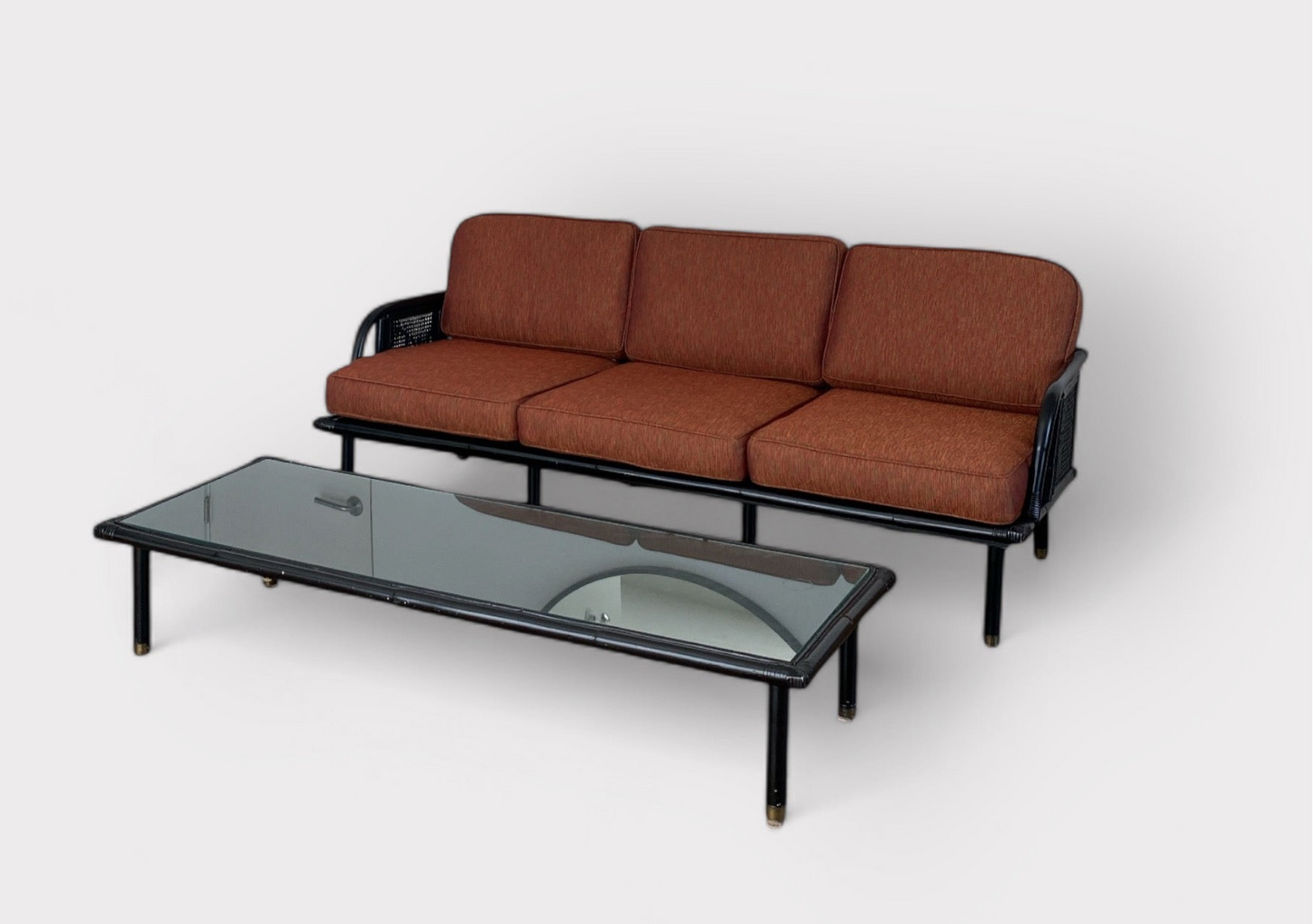 Black Bamboo Coffee Table and Couch Set
