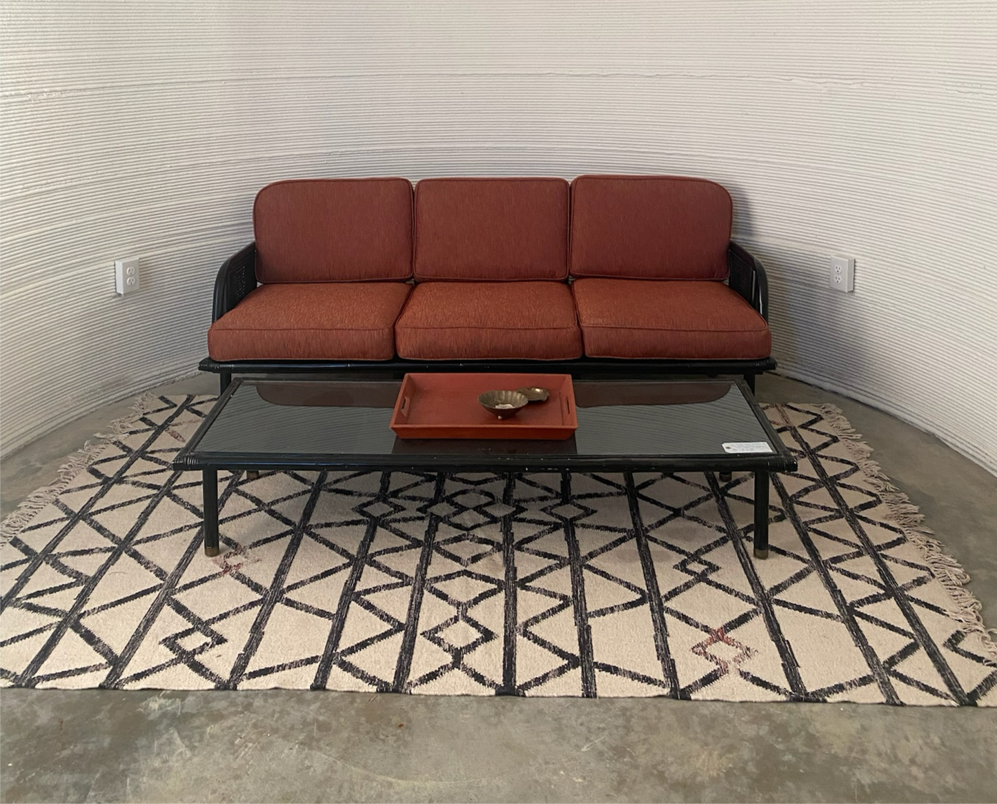 Black Bamboo Coffee Table and Couch Set