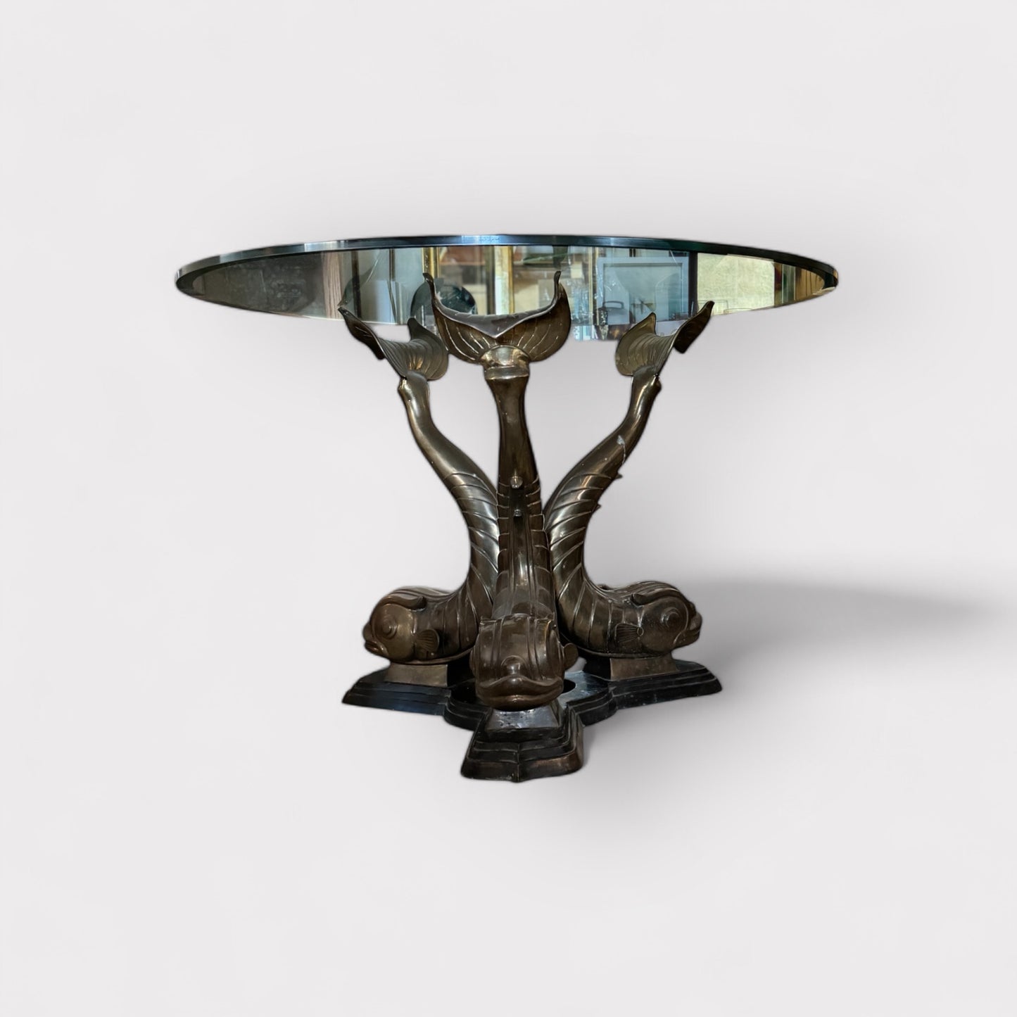 Brass Koi Pedestal Dining Table