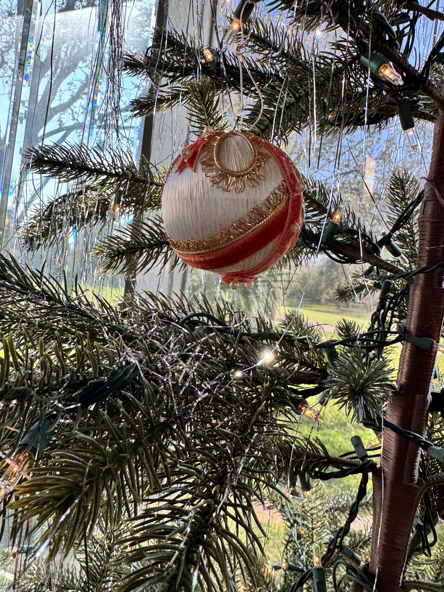 Vintage Handmade Silk Beaded Ornament