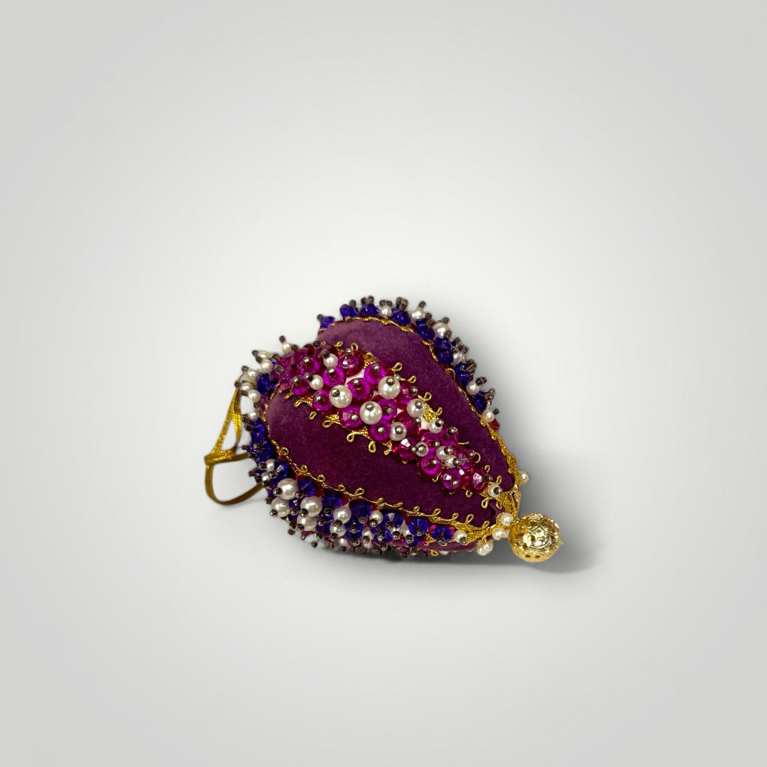 Vintage Handmade Beaded Ornament Royal Purple