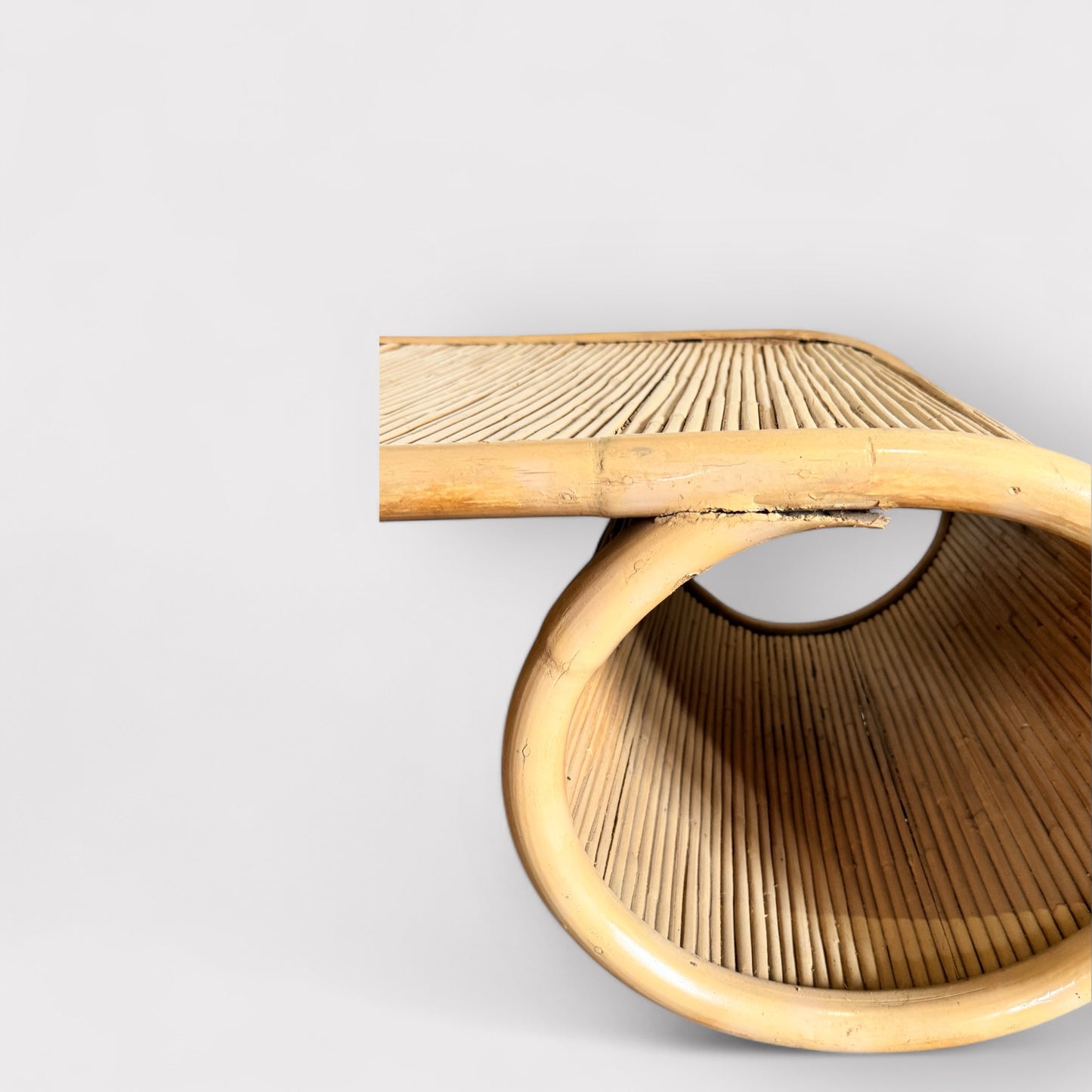 Pencil Reed Scroll Table w/ Glass