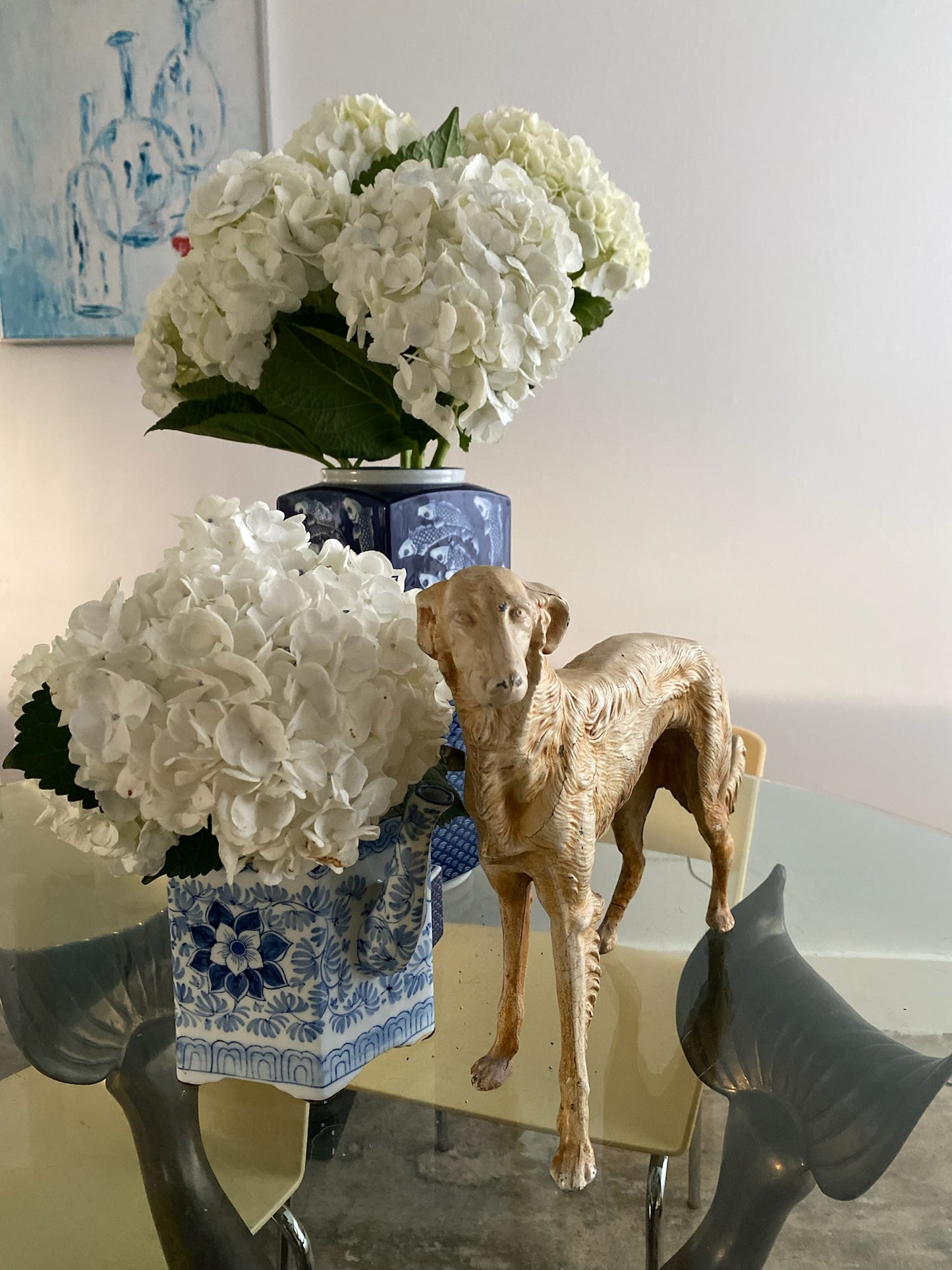 Antique Whippet Borzoi Greyhound Cast Iron Statue