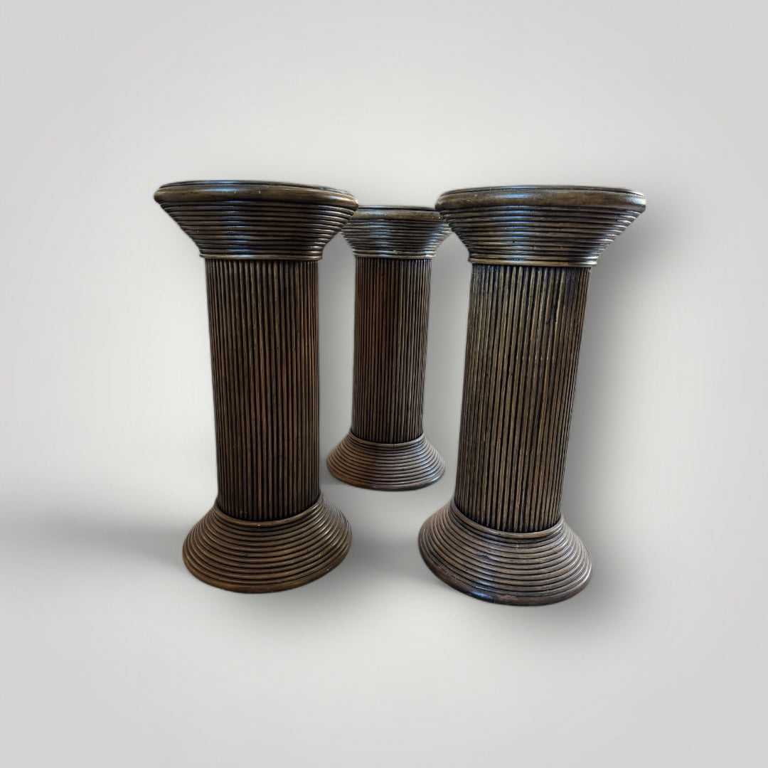 1970s Pencil Reed Palm Beach Crespi Style Pedestal