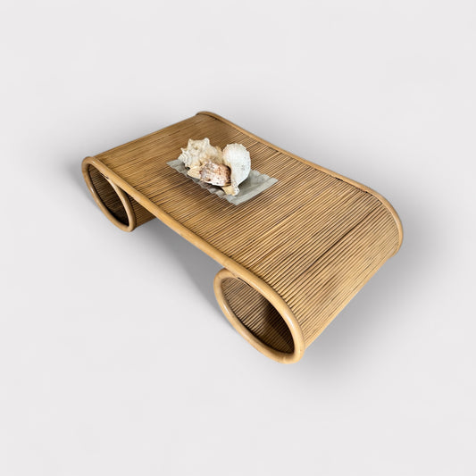 Pencil Reed Scroll Table w/ Glass