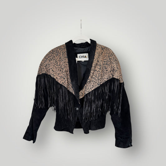Vintage Leopard Fringe Jacket