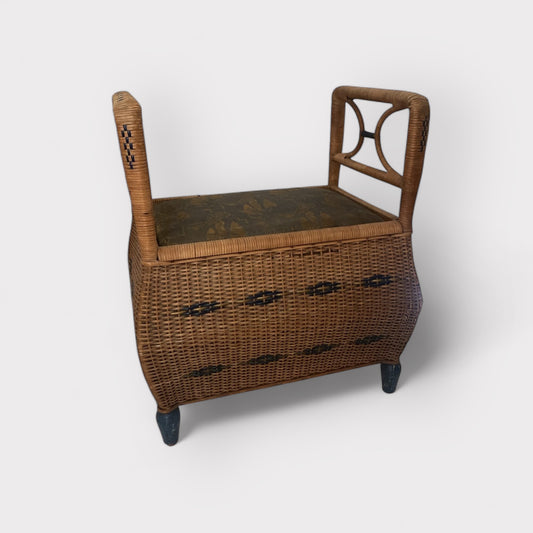 Wicker Storage Stool w/Handles