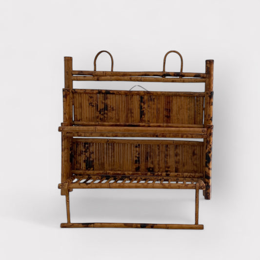 19th Century French Chinoiserie Tortoise Rattan Shelf